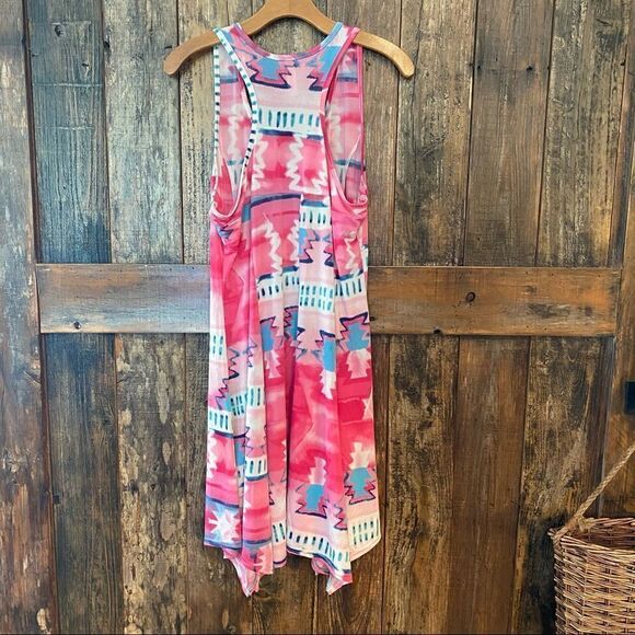 Shoreline Sz S/M Pink Aztec Lightweight Racerback Swim Cover Up Casual Dress - Picture 6 of 9